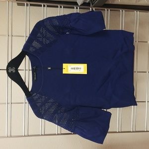 Karen Millen Navy Lace Sleeve Top